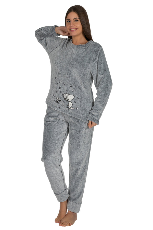 Pijama mujer coralina  gris Snoopy Javier Golmar