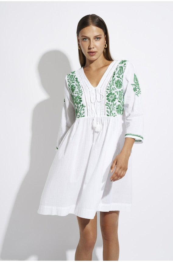 Vestido Bordado Daikiri Verde